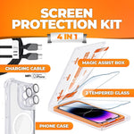 Kit de Protection : 2 Verre trempé + Installateur + Coque Anti-Chocs + Câble de Charge MFI