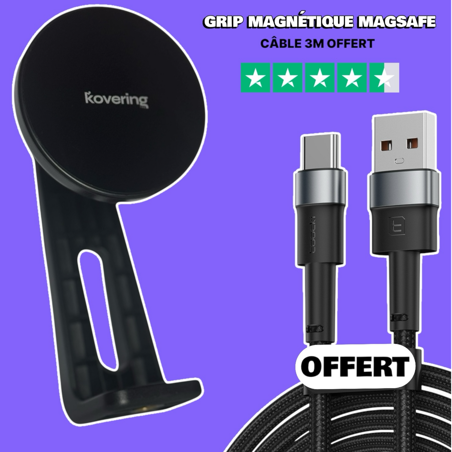 Grip Magnétique MagSafe + Câble USBC 3M